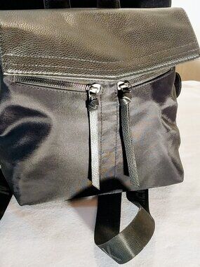 Botkier New York Trigger Mini Backpack Black Faux Leather/Nylon 9X9X4